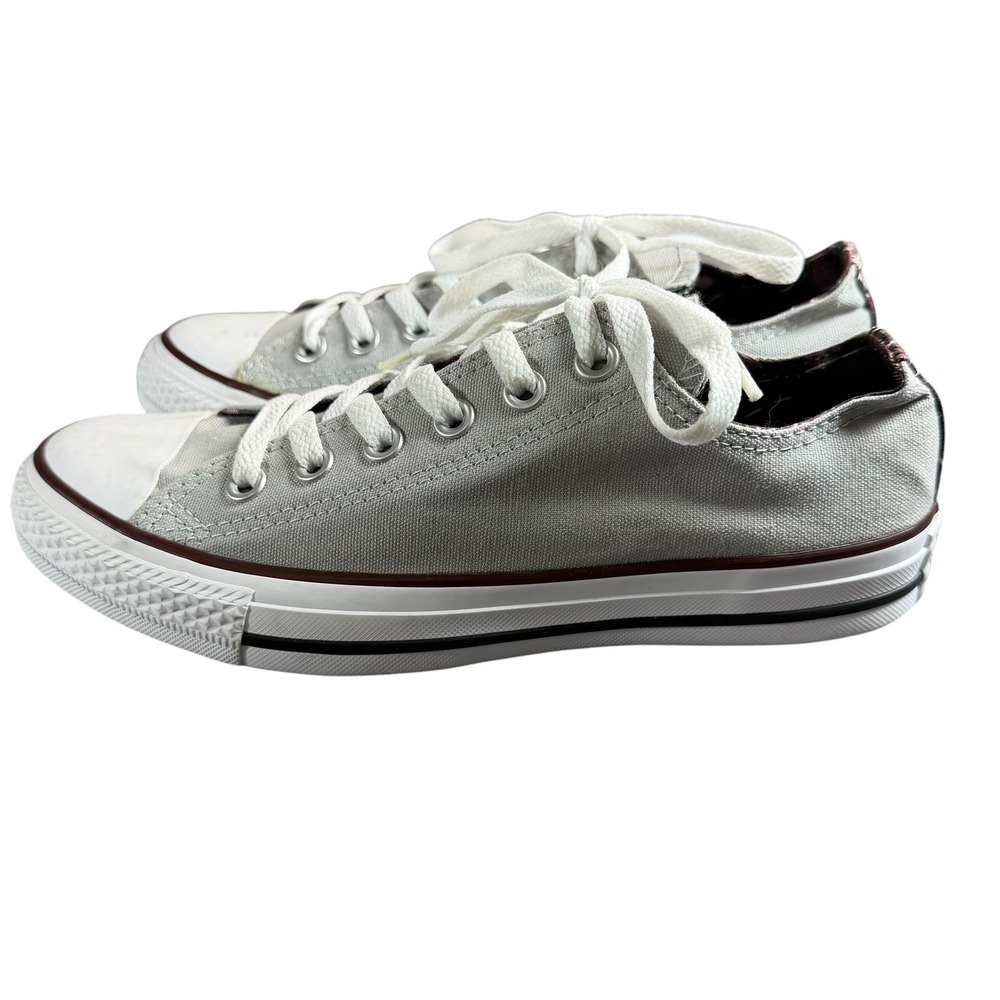 Converse Chuck Taylor All Star Low Gray Plaid Heel Sneakers 555301F Womens 8